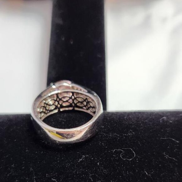 925 Silver Ring with Round Pink CZ stone and clear cz stones - Picture 4 of 5